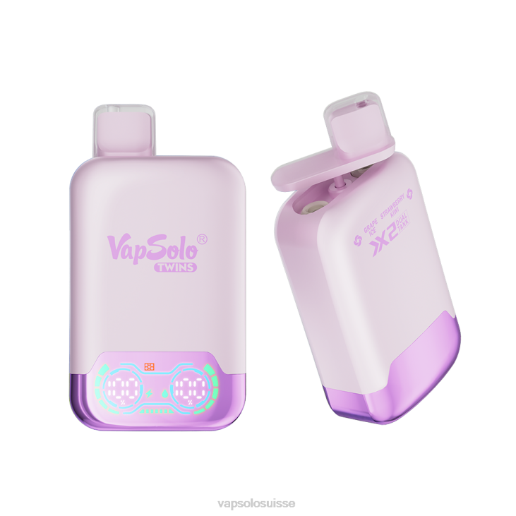 Puff VapSolo - glace aux raisins & fraise kiwi VapSolo TWINS vape jetable D64228